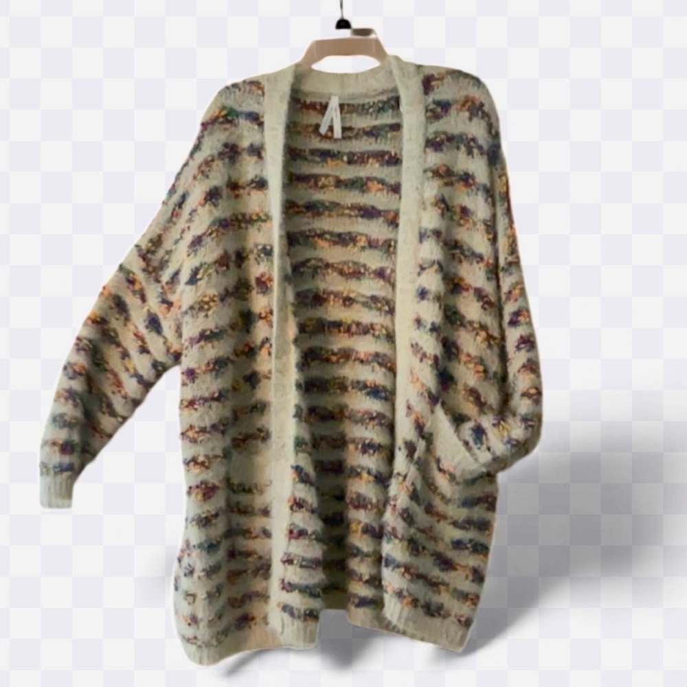 Rainbow Striped Open Front Women's Cardigan